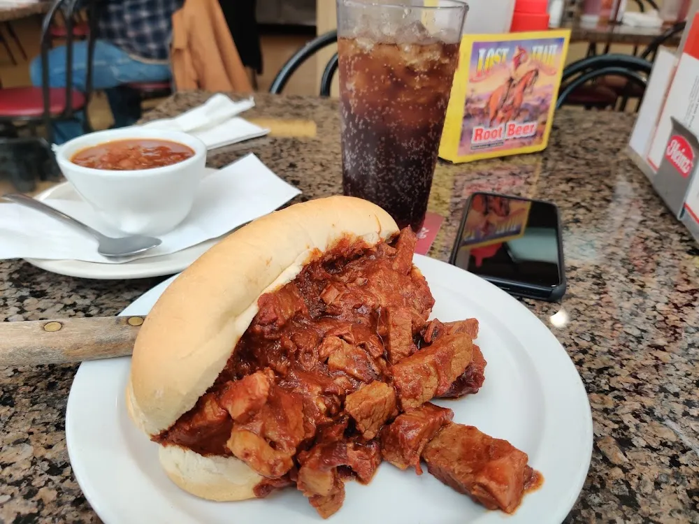Burnt Ends Sandwich Plus Beans